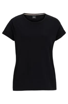 Camiseta de punto de algodón con puños enrollados