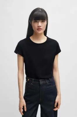 Camiseta de punto de algodón con puños enrollados