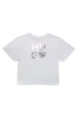 Camiseta de punto de algodón para niños con logo de la temporada
