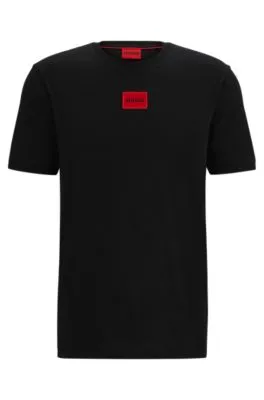 Camiseta en punto de algodón con etiqueta con logo