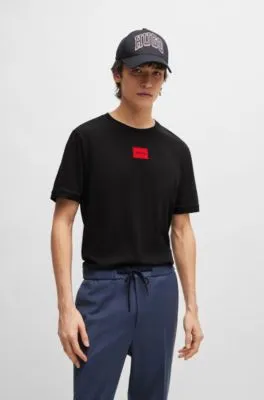 Camiseta en punto de algodón con etiqueta con logo