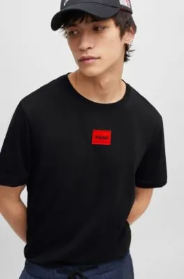 Camiseta en punto de algodón con etiqueta con logo