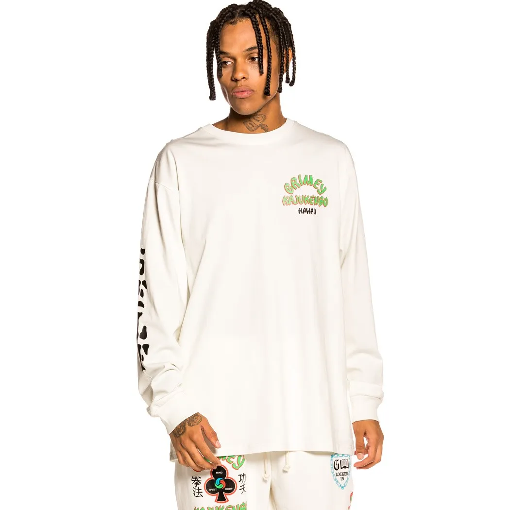 CAMISETA GRIMEY MANGA LARGA UNISEX  “DESTROY ALL FEAR” – WHITE | FALL 21 REF. GLS139BLU BLANCA ESQUELETO
