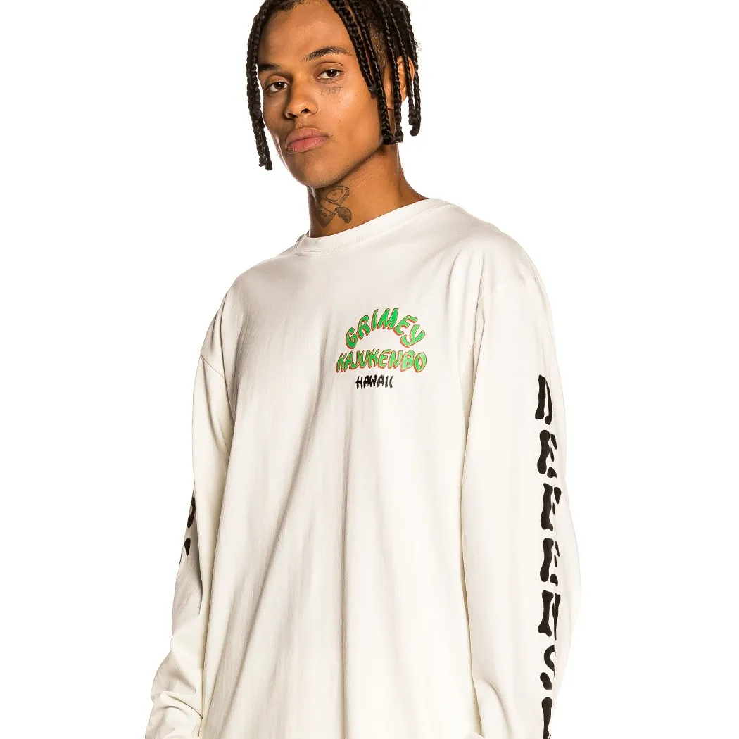 CAMISETA GRIMEY MANGA LARGA UNISEX  “DESTROY ALL FEAR” – WHITE | FALL 21 REF. GLS139BLU BLANCA ESQUELETO