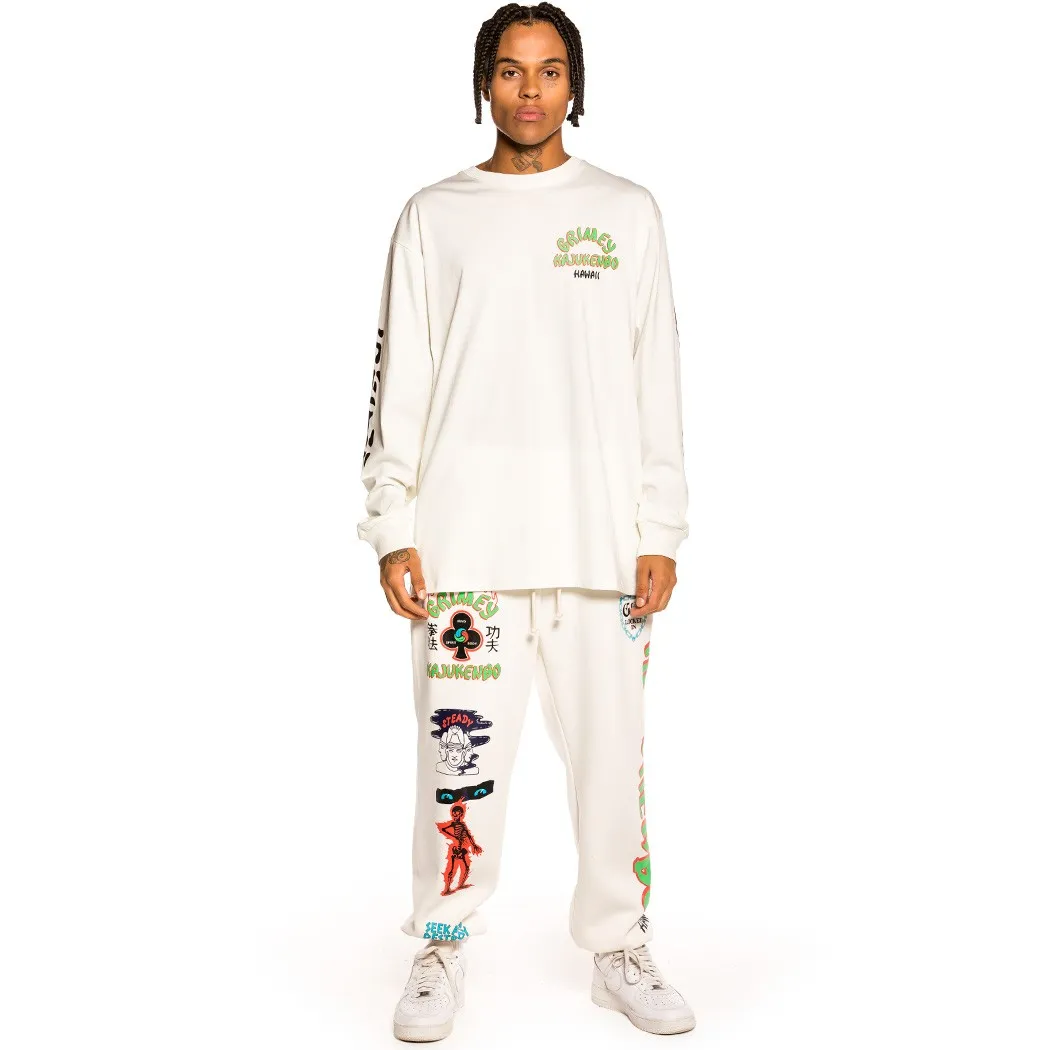 CAMISETA GRIMEY MANGA LARGA UNISEX  “DESTROY ALL FEAR” – WHITE | FALL 21 REF. GLS139BLU BLANCA ESQUELETO