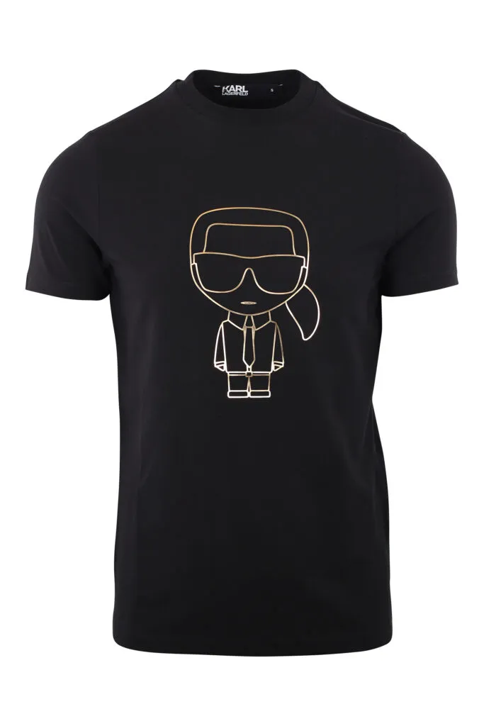 Camiseta negra con logo en silueta dorado
