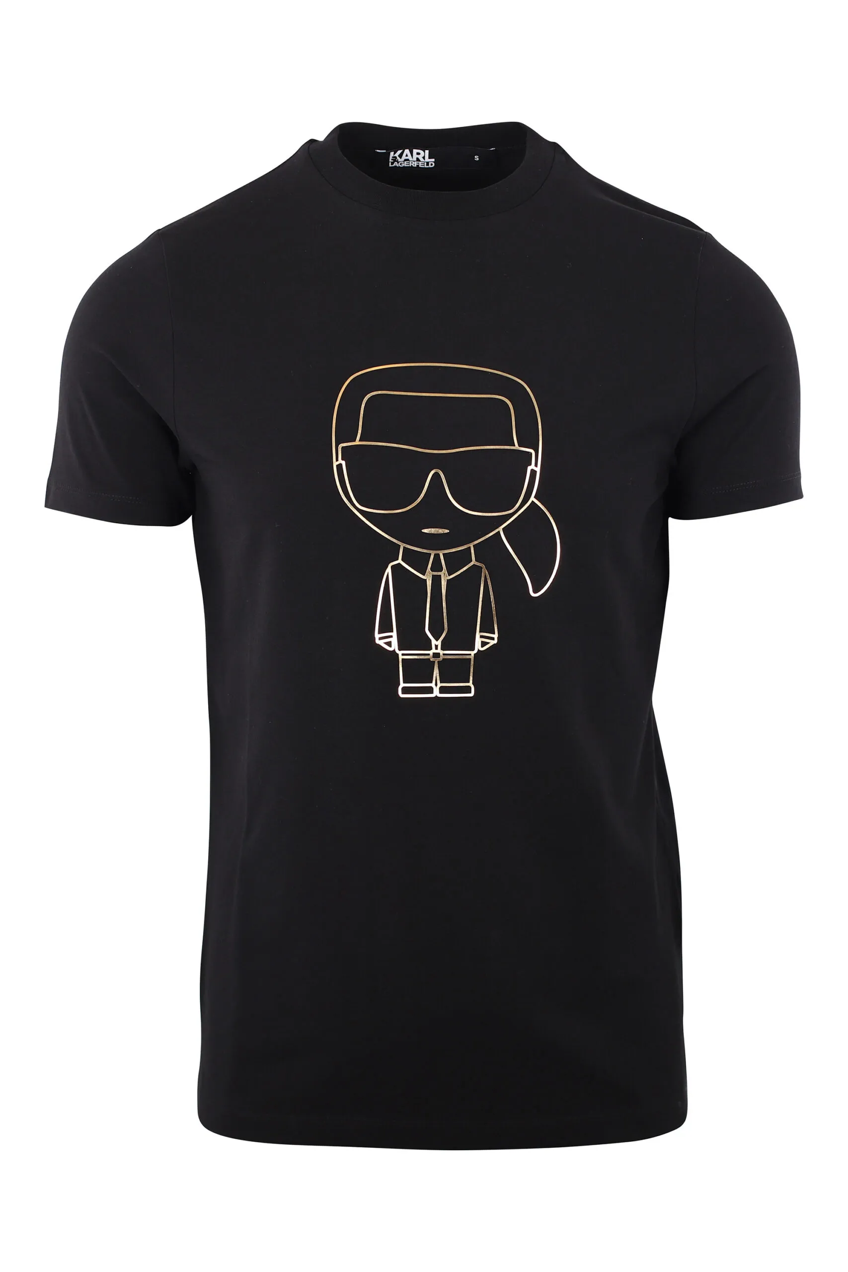Camiseta negra con logo en silueta dorado