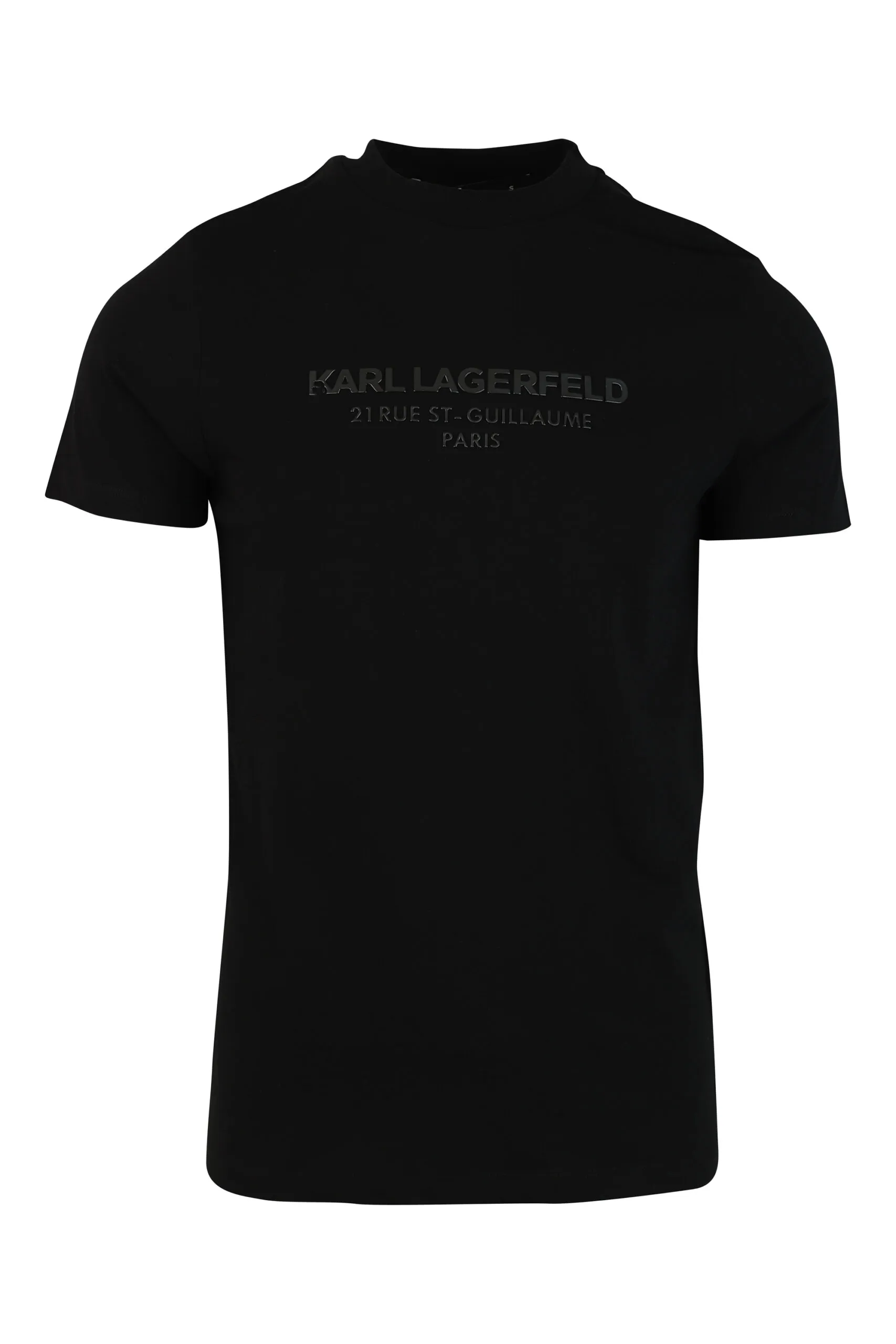 Camiseta negra con logo monocromático 