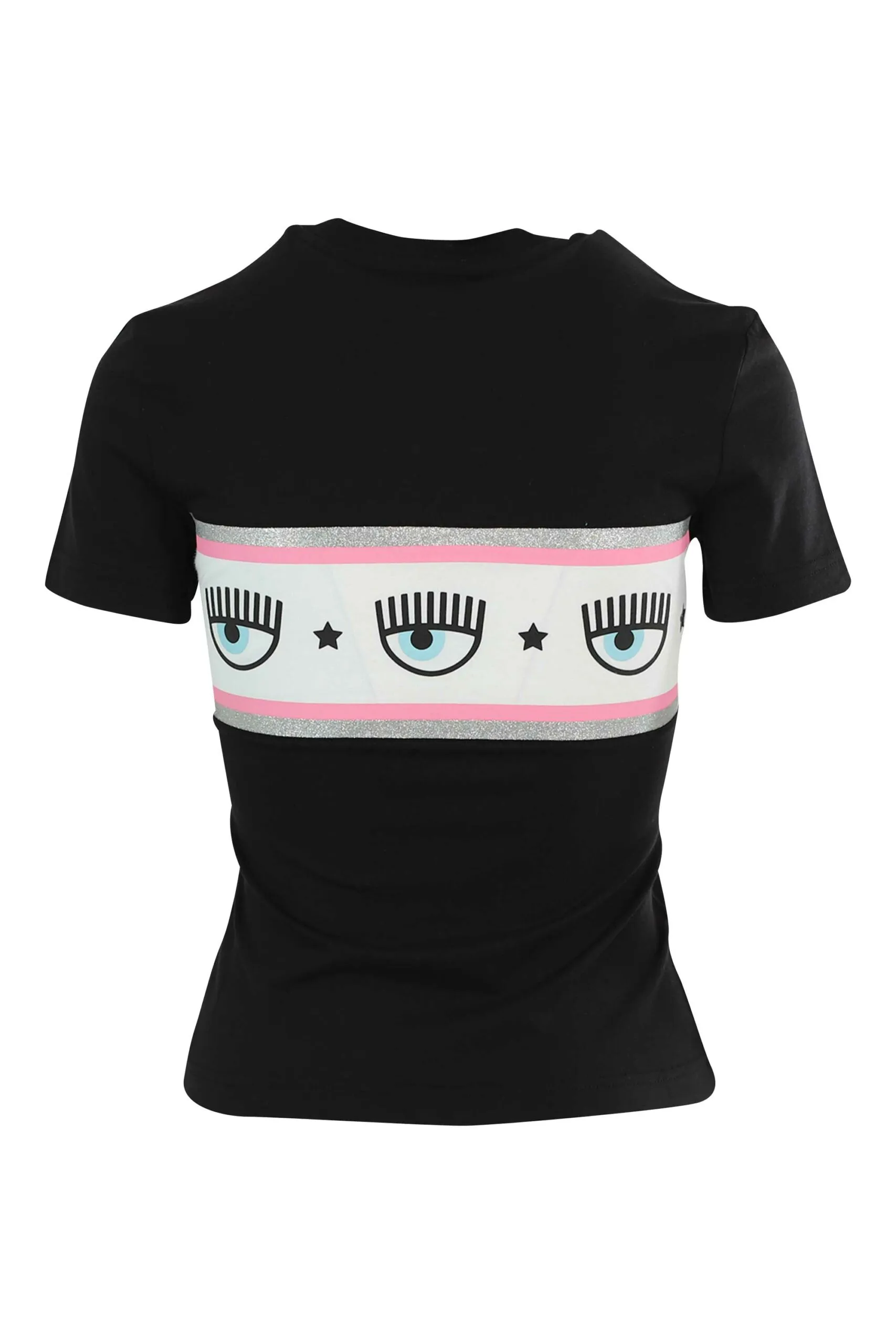 Camiseta negra con logo ojo en cinta