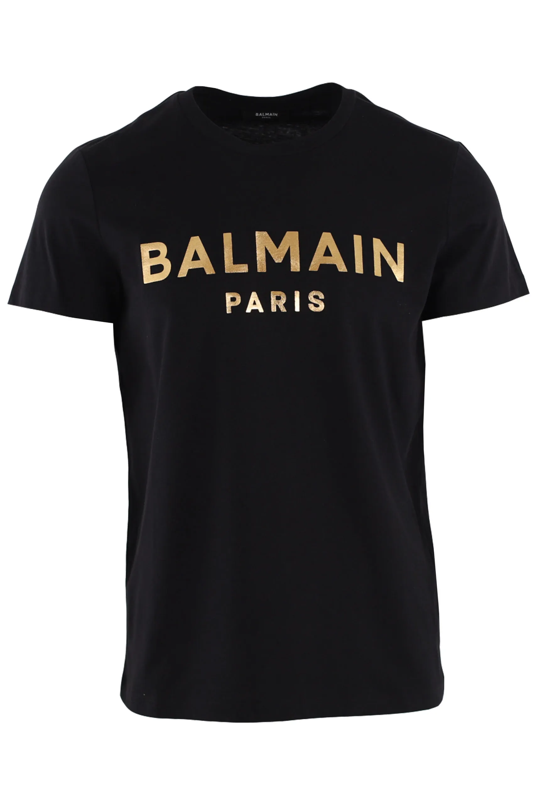 Camiseta negra con logotipo estampado dorado