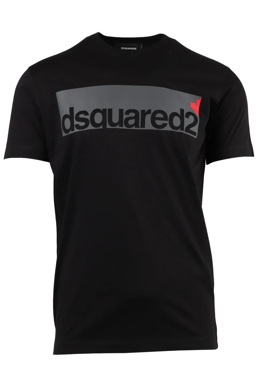 Camiseta negra con logotipo y hoja