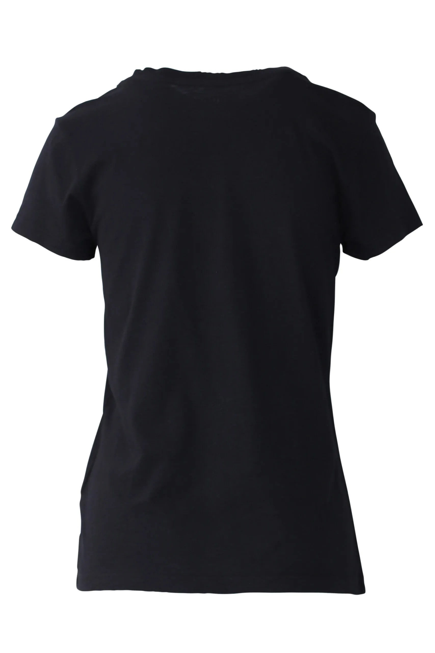 Camiseta negra con maxilogo bordado en strass