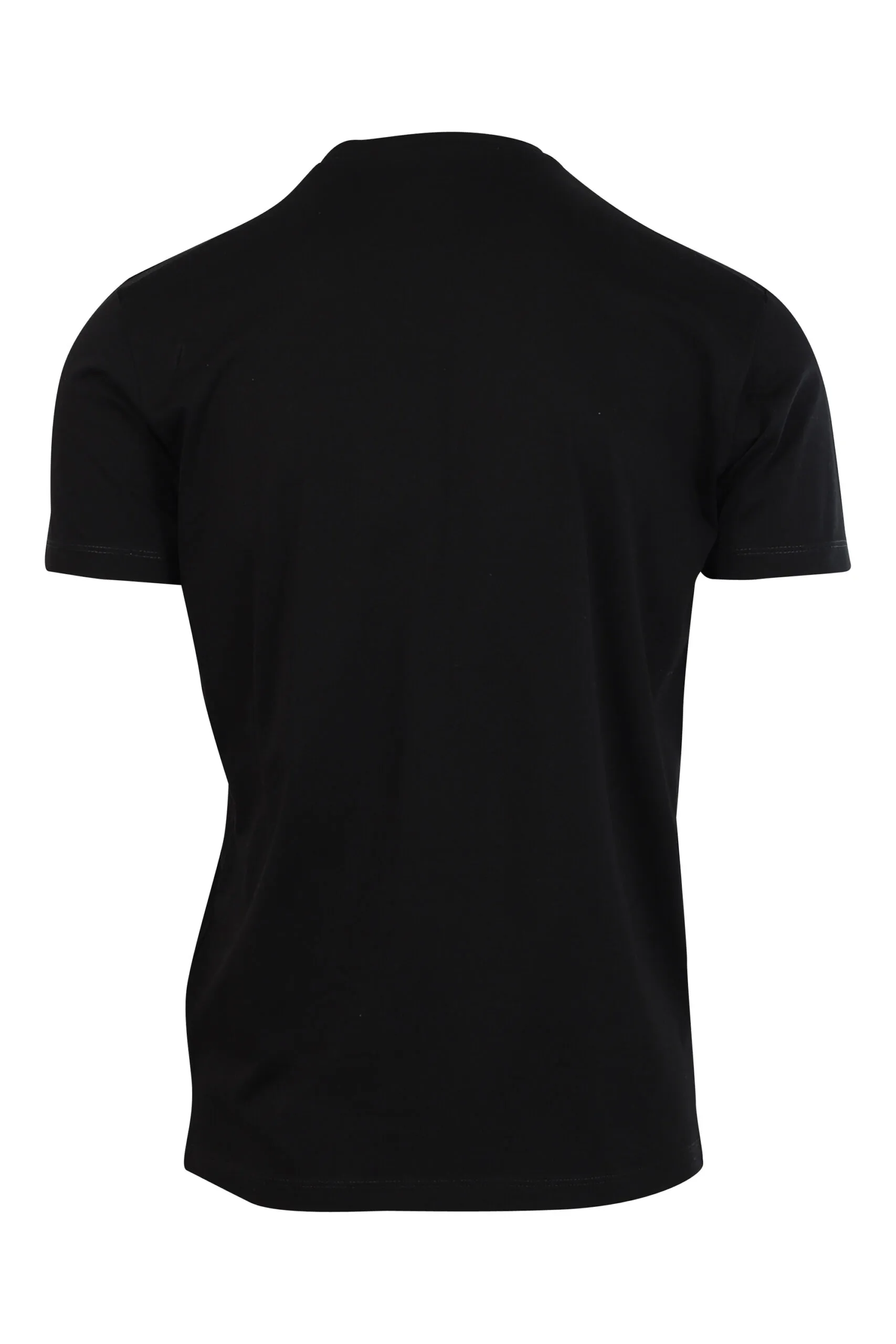 Camiseta negra con maxilogo gráfico hoja delineada