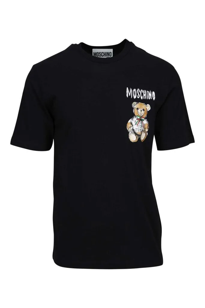 Camiseta negra con minilogo oso dibujo