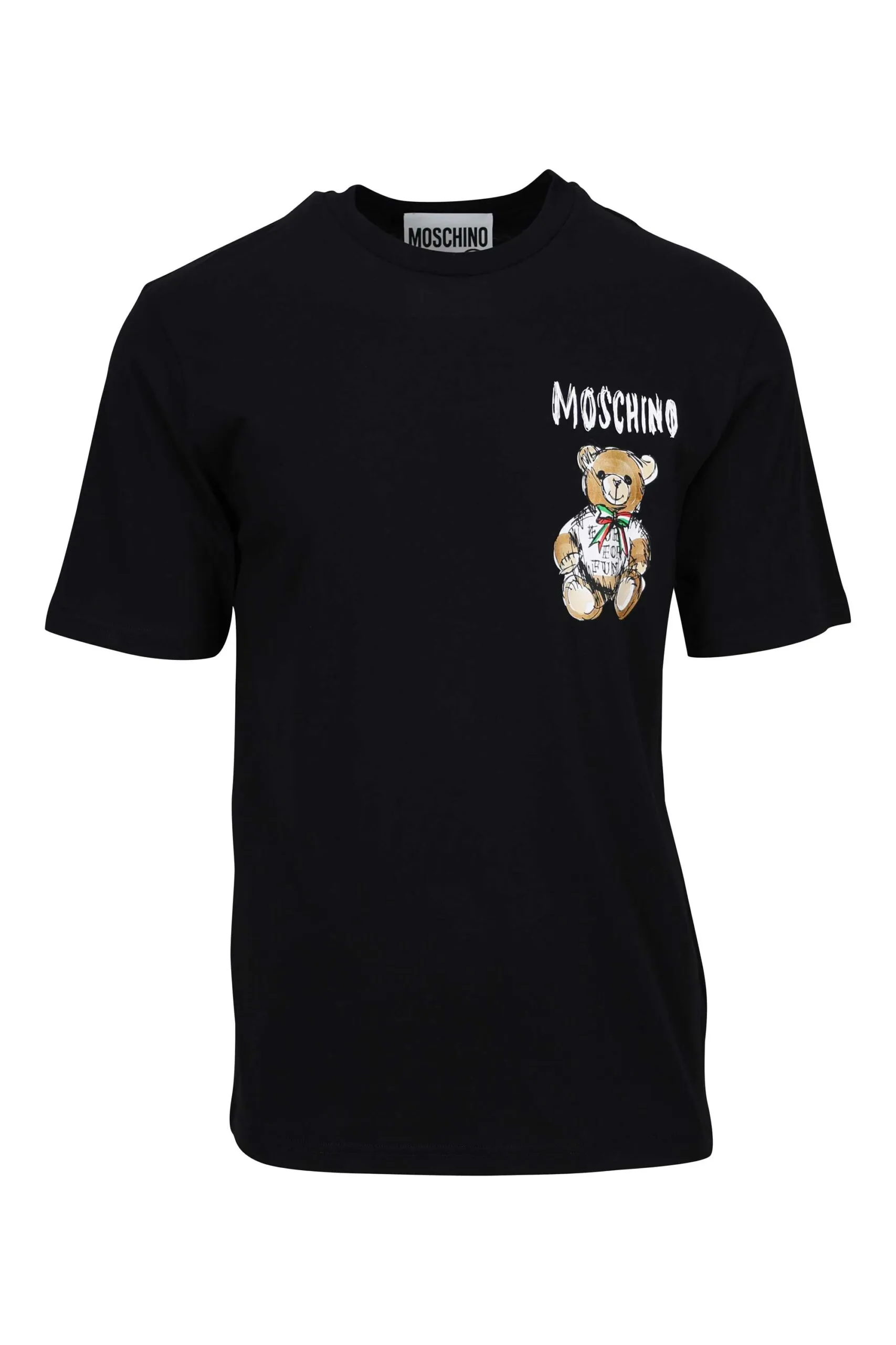 Camiseta negra con minilogo oso dibujo
