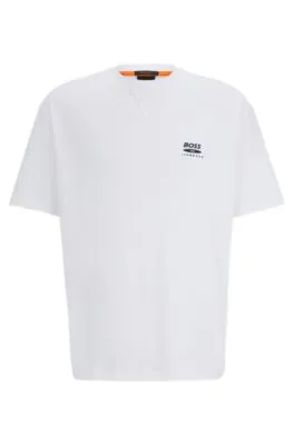 Camiseta oversize fit de punto de algodón con ilustración de temporada