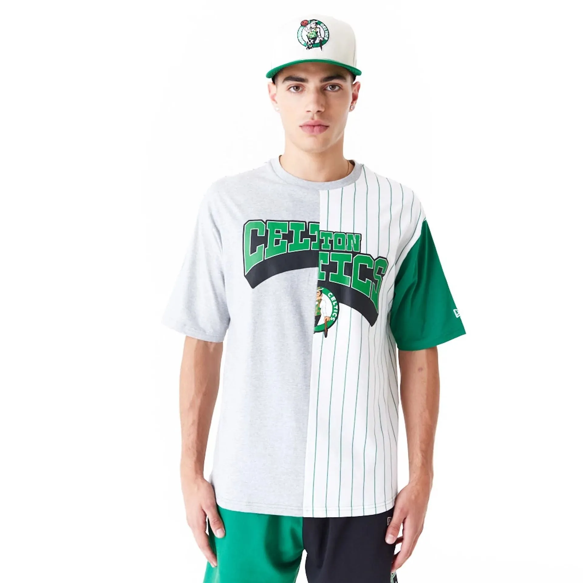Camiseta Oversized Boston Celtics NBA Half Pinstripe