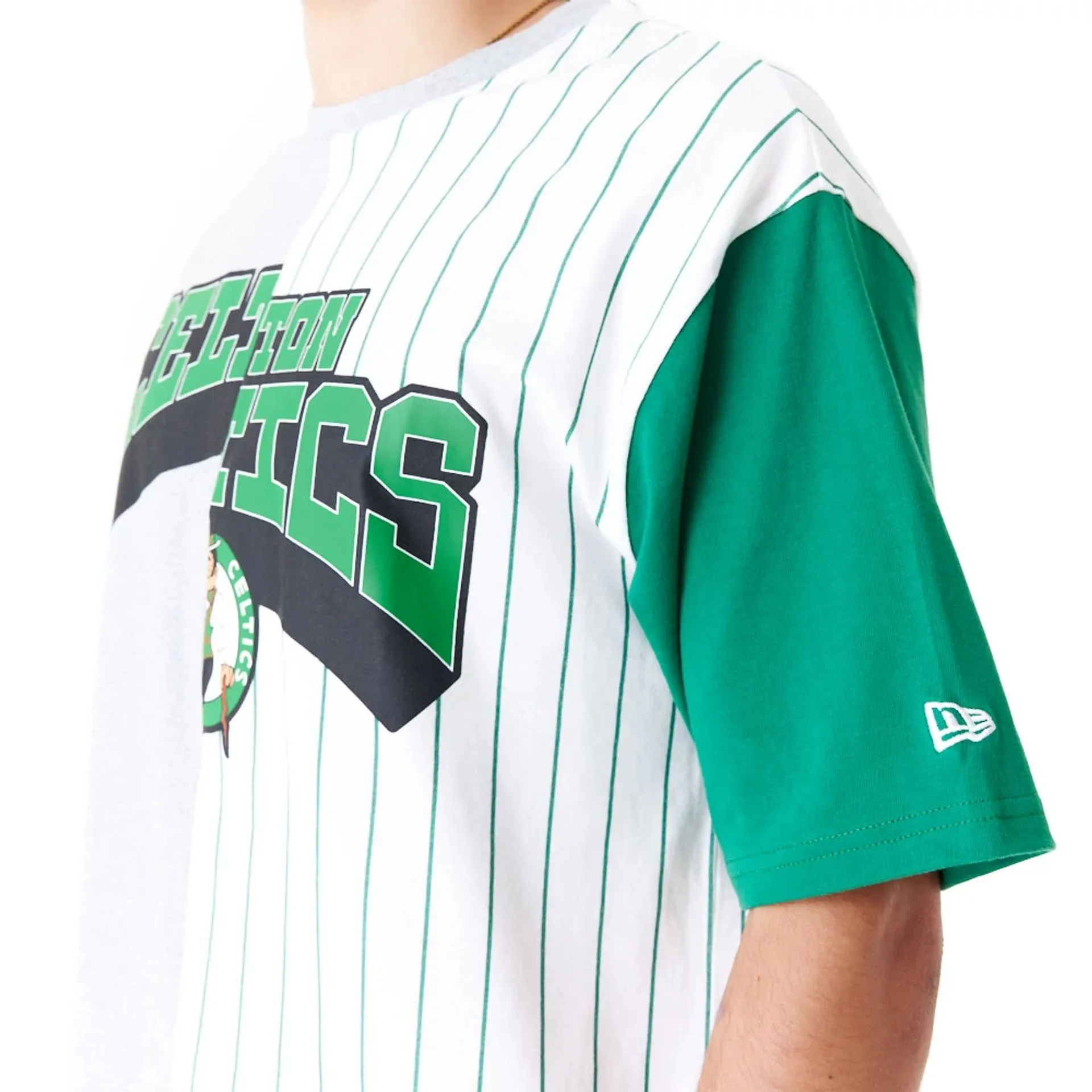 Camiseta Oversized Boston Celtics NBA Half Pinstripe