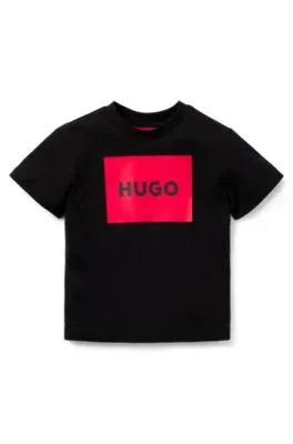 Camiseta para niños en punto de algodón con logo cuadrado estampado