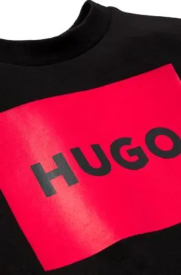 Camiseta para niños en punto de algodón con logo cuadrado estampado