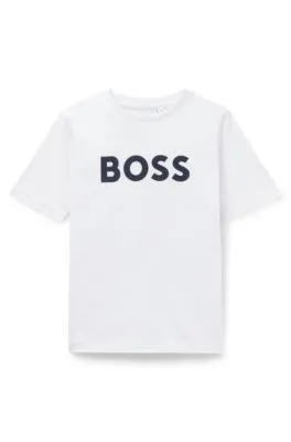 Camiseta para niños en punto de algodón con logo en contraste