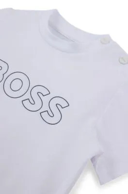 Camiseta para niños en punto de algodón con logo estampado grabado