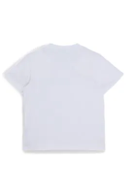 Camiseta para niños en punto de algodón con logo estampado grabado