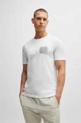 Camiseta regular fit de punto de algodón con ilustración característica