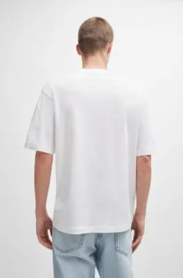 Camiseta regular fit de punto de algodón con ilustración de logo