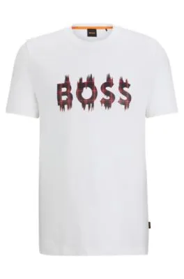 Camiseta regular fit de punto de algodón con ilustración de temporada