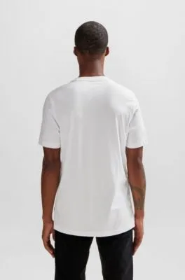 Camiseta regular fit de punto de algodón con ilustración de temporada