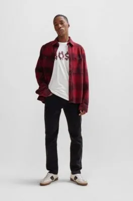 Camiseta regular fit de punto de algodón con ilustración de temporada