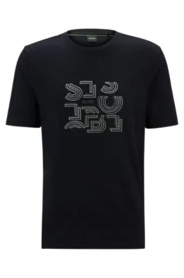 Camiseta regular fit de punto de algodón con ilustración tipográfica