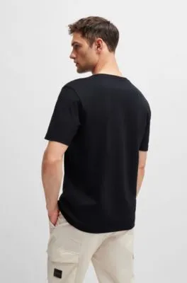 Camiseta regular fit de punto de algodón con ilustración tipográfica