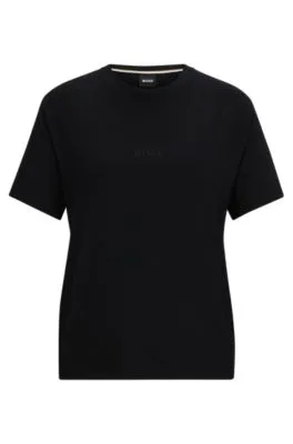Camiseta regular fit de punto elástico con logo bordado