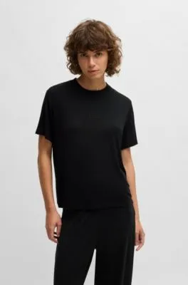 Camiseta regular fit de punto elástico con logo bordado