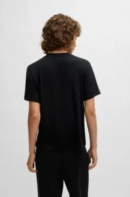 Camiseta regular fit de punto elástico con logo bordado