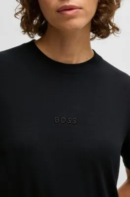 Camiseta regular fit de punto elástico con logo bordado