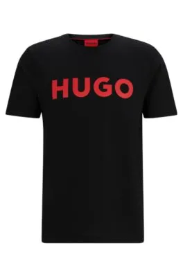 Camiseta regular fit en punto de algodón con logo estampado