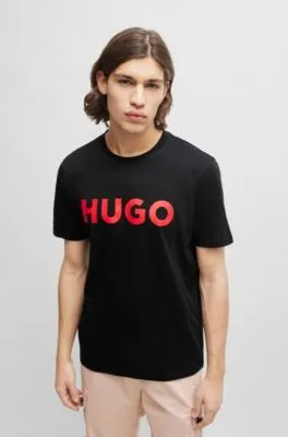 Camiseta regular fit en punto de algodón con logo estampado
