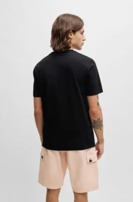 Camiseta regular fit en punto de algodón con logo estampado