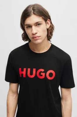 Camiseta regular fit en punto de algodón con logo estampado