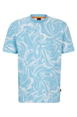 Camiseta relaxed fit en punto de algodón con estampado de ondas