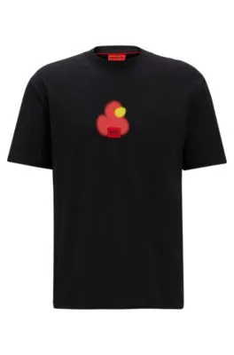 Camiseta relaxed fit en punto de algodón con estampado de patos