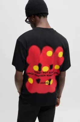 Camiseta relaxed fit en punto de algodón con estampado de patos