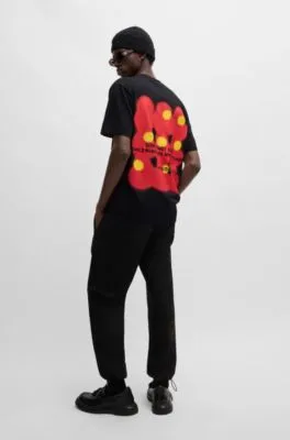 Camiseta relaxed fit en punto de algodón con estampado de patos
