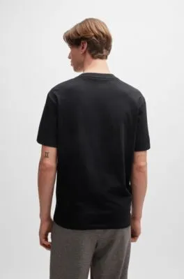 Camiseta relaxed fit en punto de algodón con ilustración floral