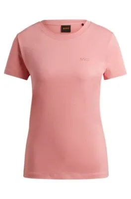 Camiseta slim fit de punto de algodón con logo tonal