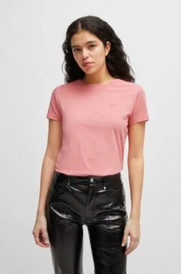 Camiseta slim fit de punto de algodón con logo tonal