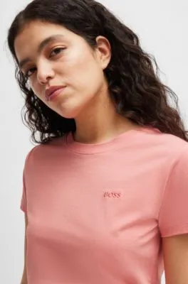 Camiseta slim fit de punto de algodón con logo tonal